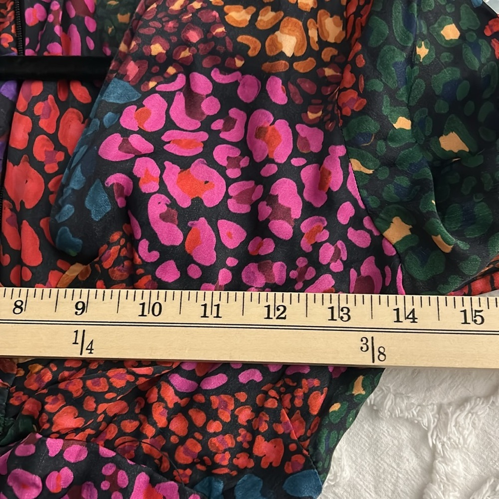 Farm Rio Rainbow Hearts Ruched midi dress.  Women’s size XS. **Broken zipper** - Picture 5 of 11